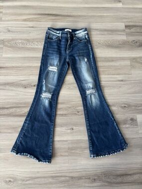 KanCan 25 Mid Rise Distressed Flare Jeans